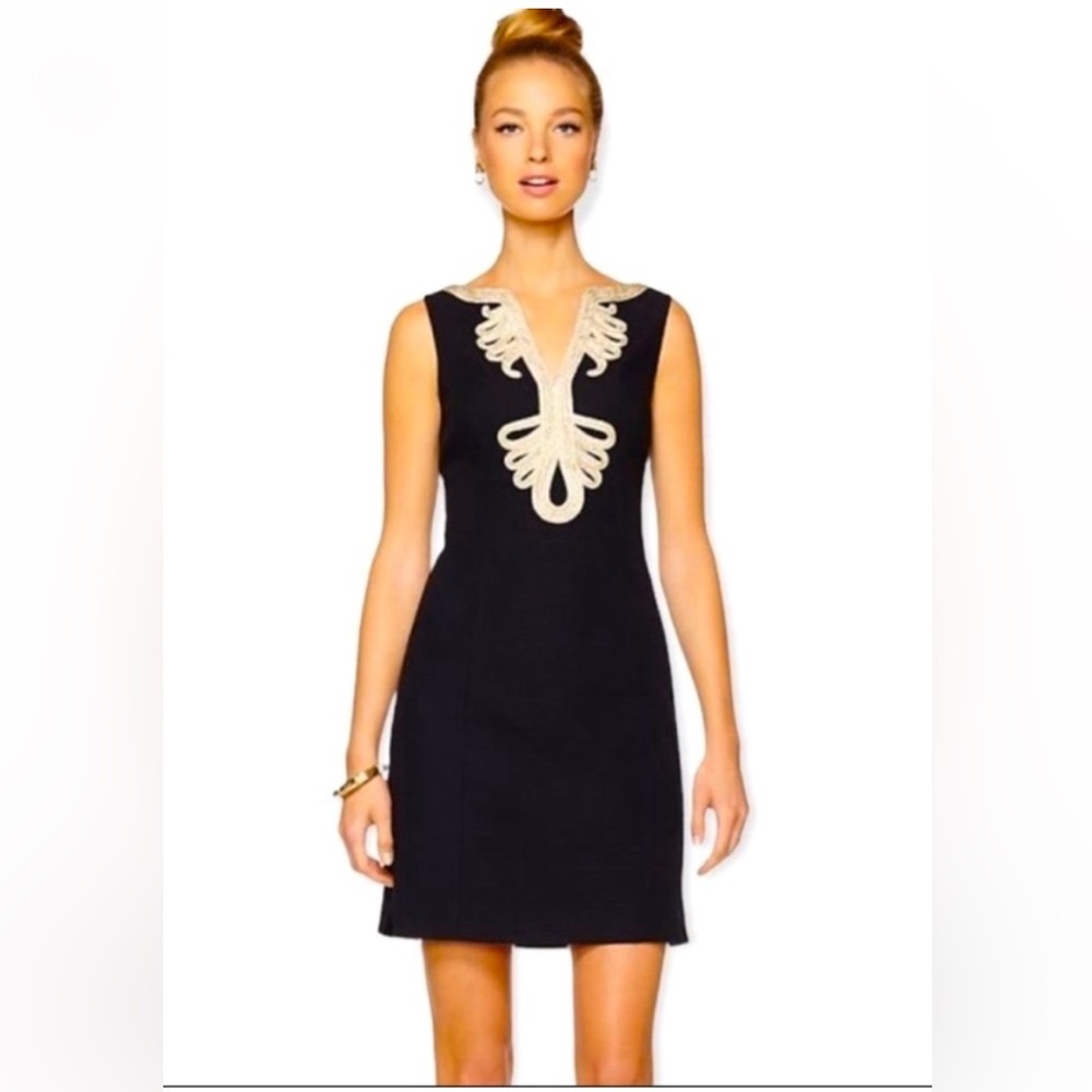 Lilly Pulitzer Black and Gold Sheath Mini Dress